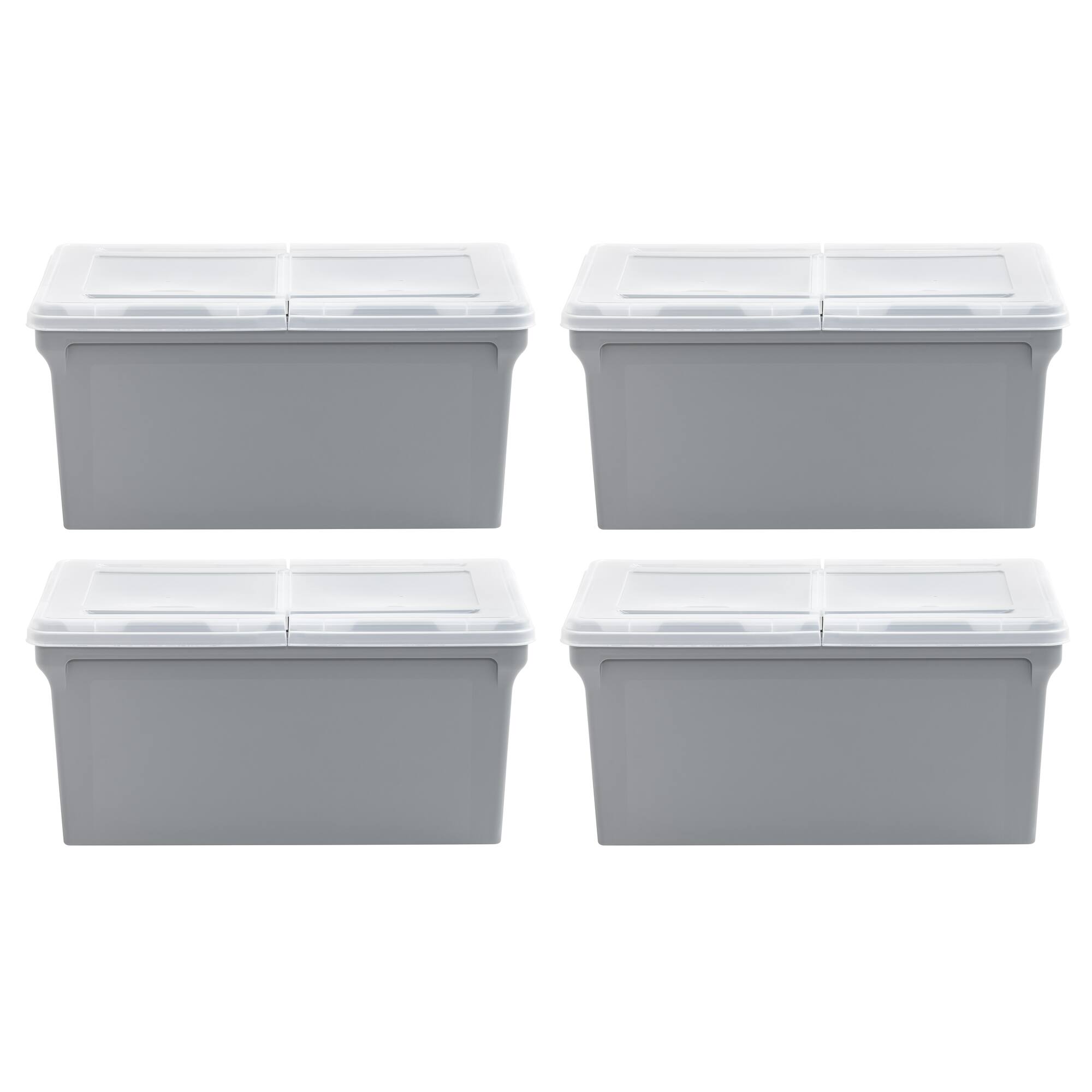 Iris® Gray Split-Lid Letter Size File Box, 4 Pack
